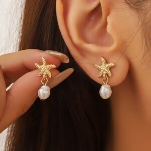 Starfish Shell Hanging Earrings